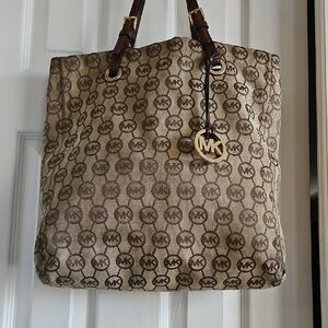 Michael Kors Beige and Brown Signature Tote